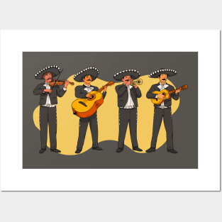 Mexican Mariachi Band Illustration Posters and Art